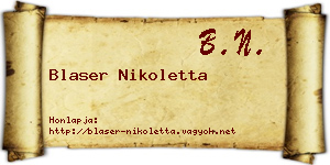 Blaser Nikoletta névjegykártya